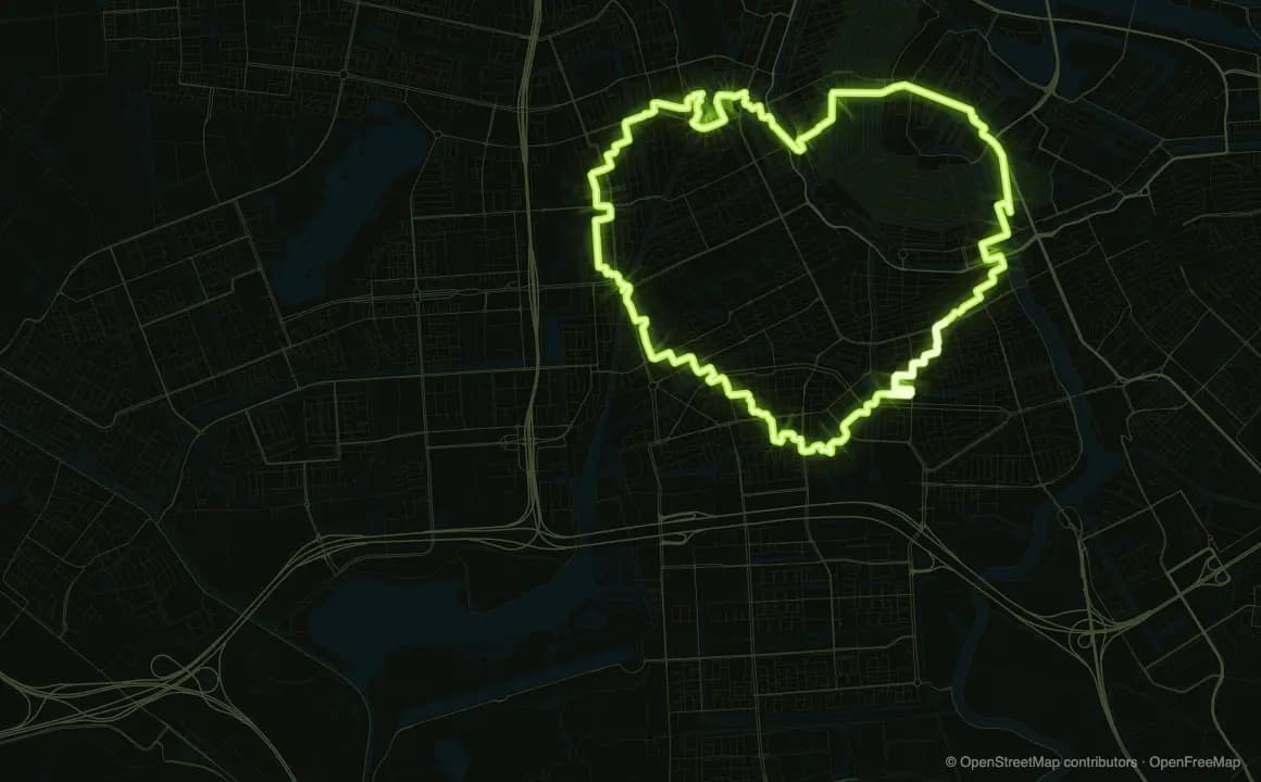 A sketched heart snapped to the streets of Amsterdam