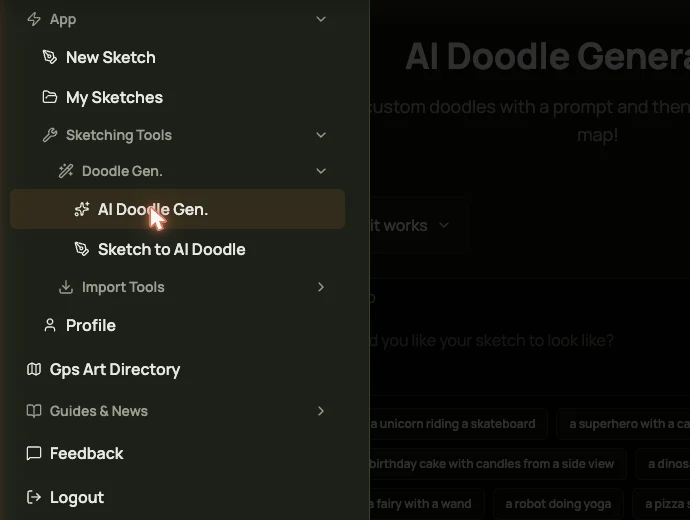AI Doodle Menu Navigation